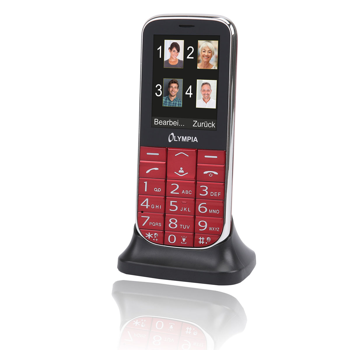 Olympia Joy II Mobiltelefon rot I GSM I UKW-Radio I Kamera I 3,5mm Klinke I SOS-Taste 