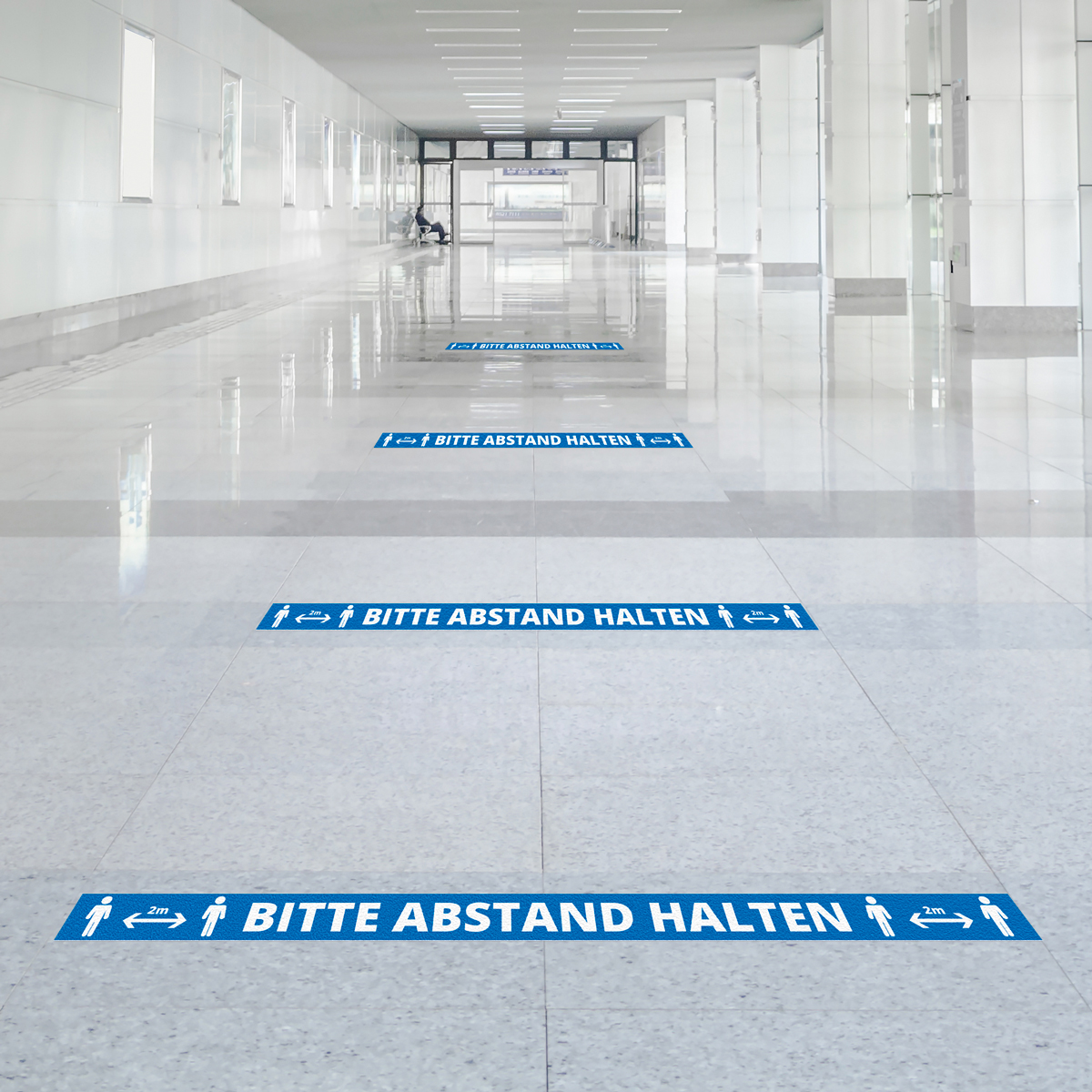 Abstandsaufkleber lang für Fliesen und Glas Markierung von Warteschlangen/Sicherheitsabständen Abstandsaufkleber lang für Fliesen und Glas Markierung von Warteschlangen/Sicherheitsabständen