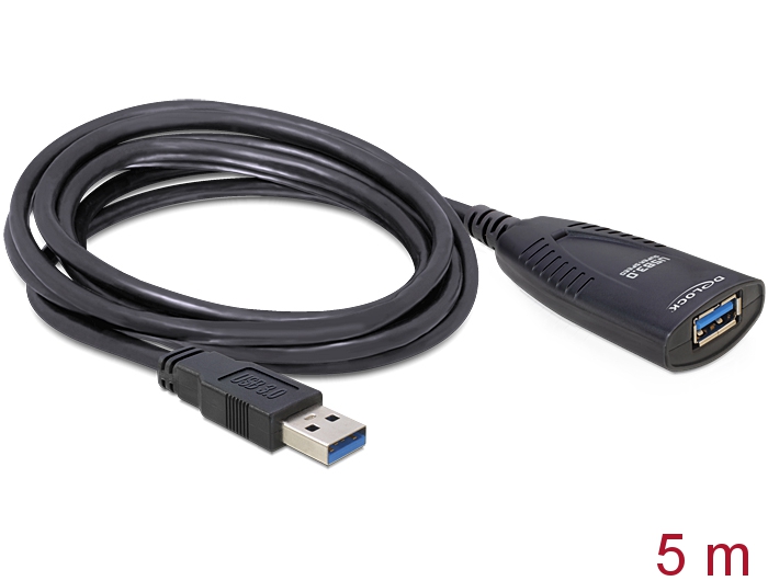 Delock USB 3.0 Kabel, Verlängerung aktiv 5m max. 900 mA