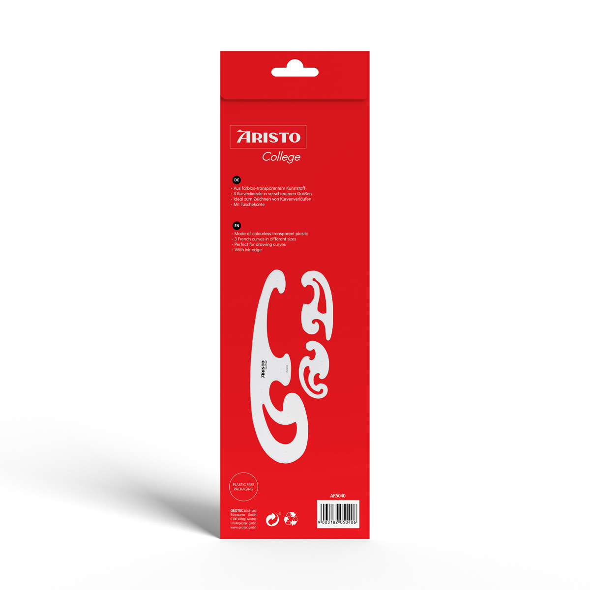 Aristo Burmester Kurvenlineal-Satz 3-teilig, transparent 
