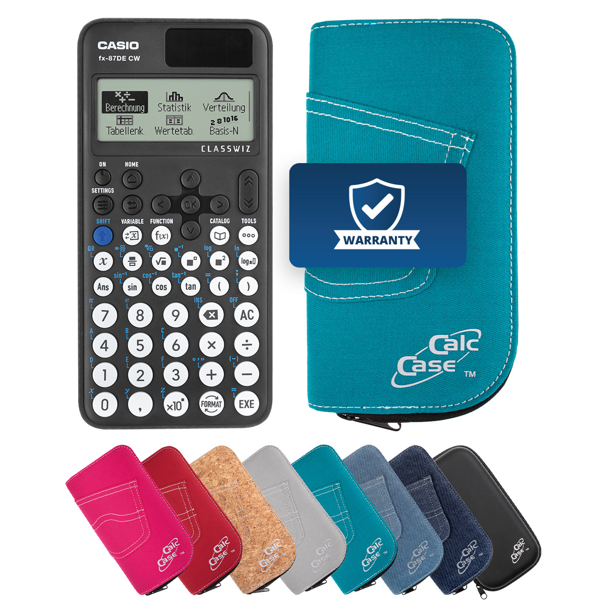 Casio FX-87 DE CW Schulrechner mit Schutztasche türkis 