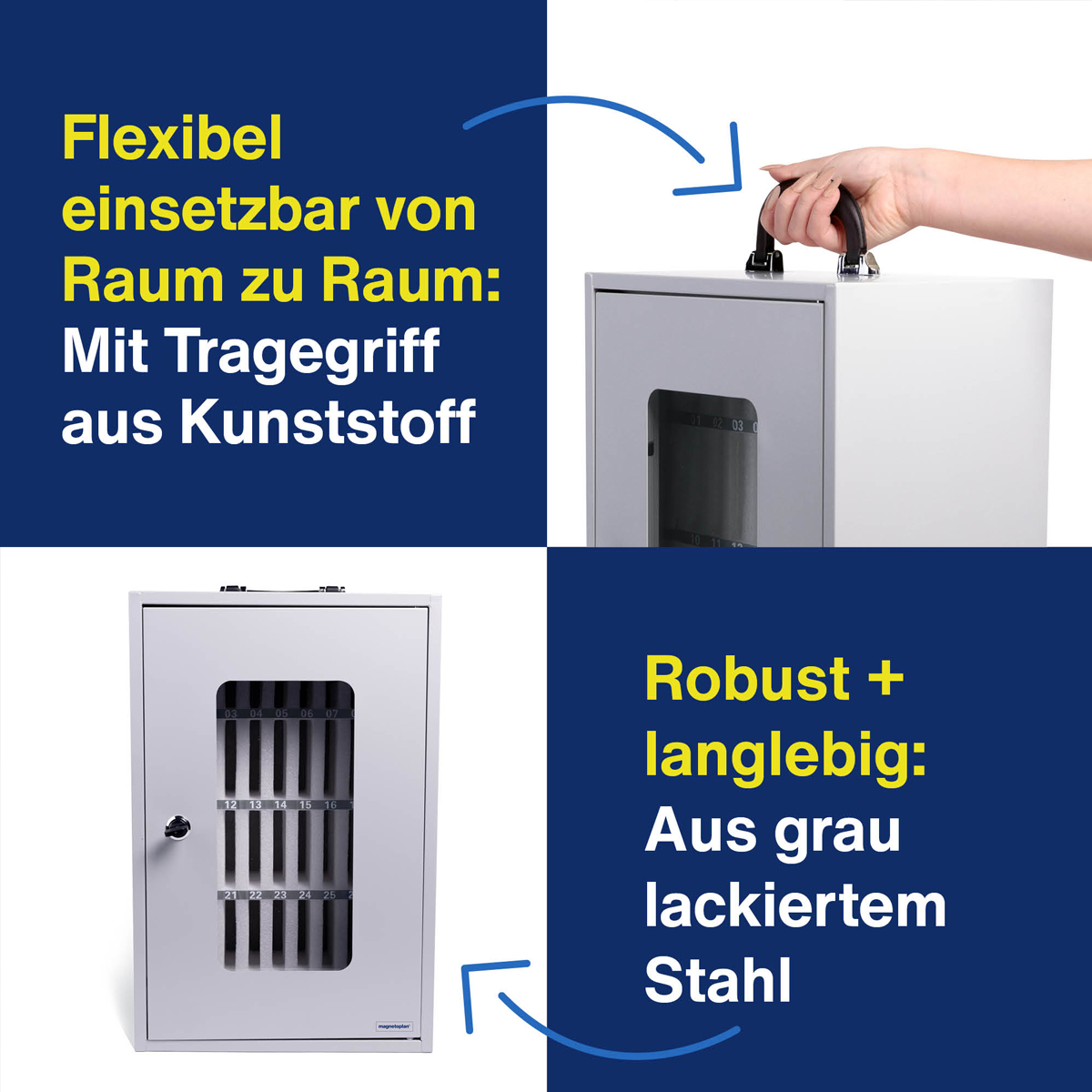 Magnetoplan Smartphone Storage Box, tragbarer Handy Tresor bis 36 Mobiltelefone 