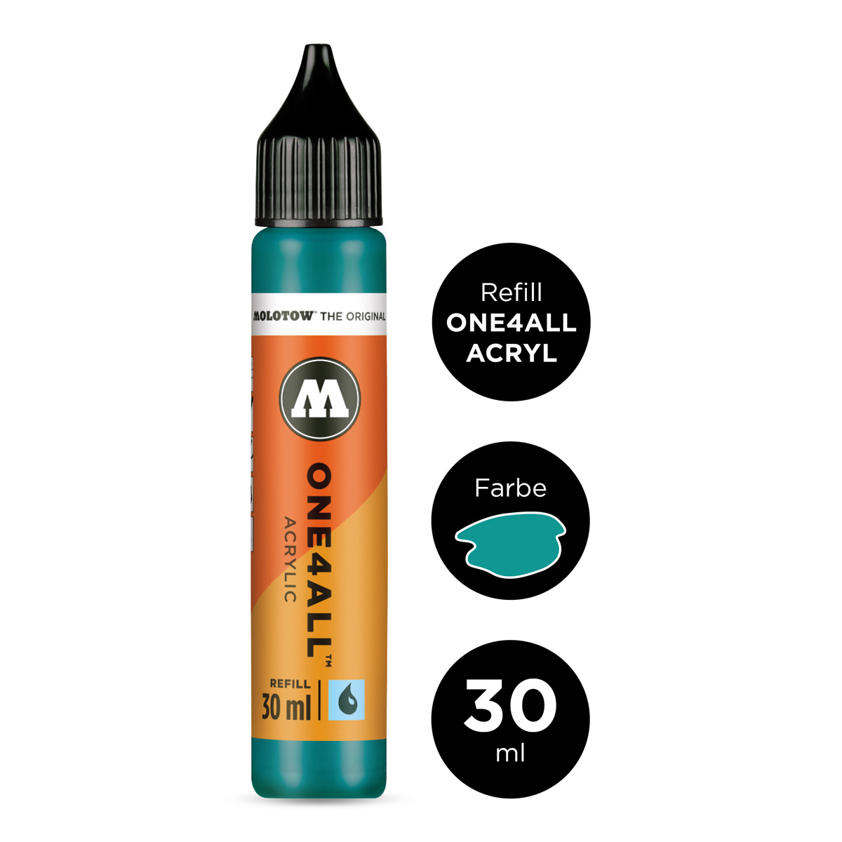 Molotow Nachfüllflasche ONE4ALL ACRYLIC 30 ml, Nr. 206 lagunenblau 