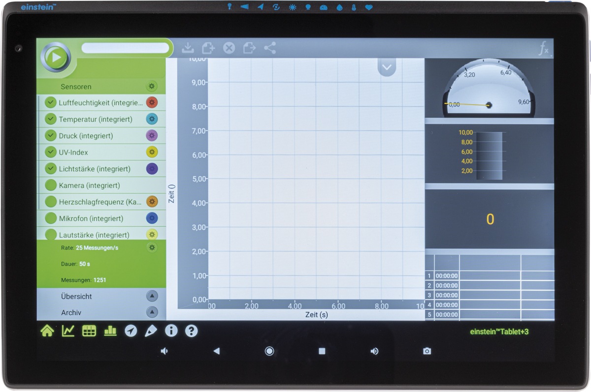 Einstein™ Tablet+3 PRO 10.1" (25,65cm) All-in-One Android Tablet und Datenlogger mit 13 internen Sensoren