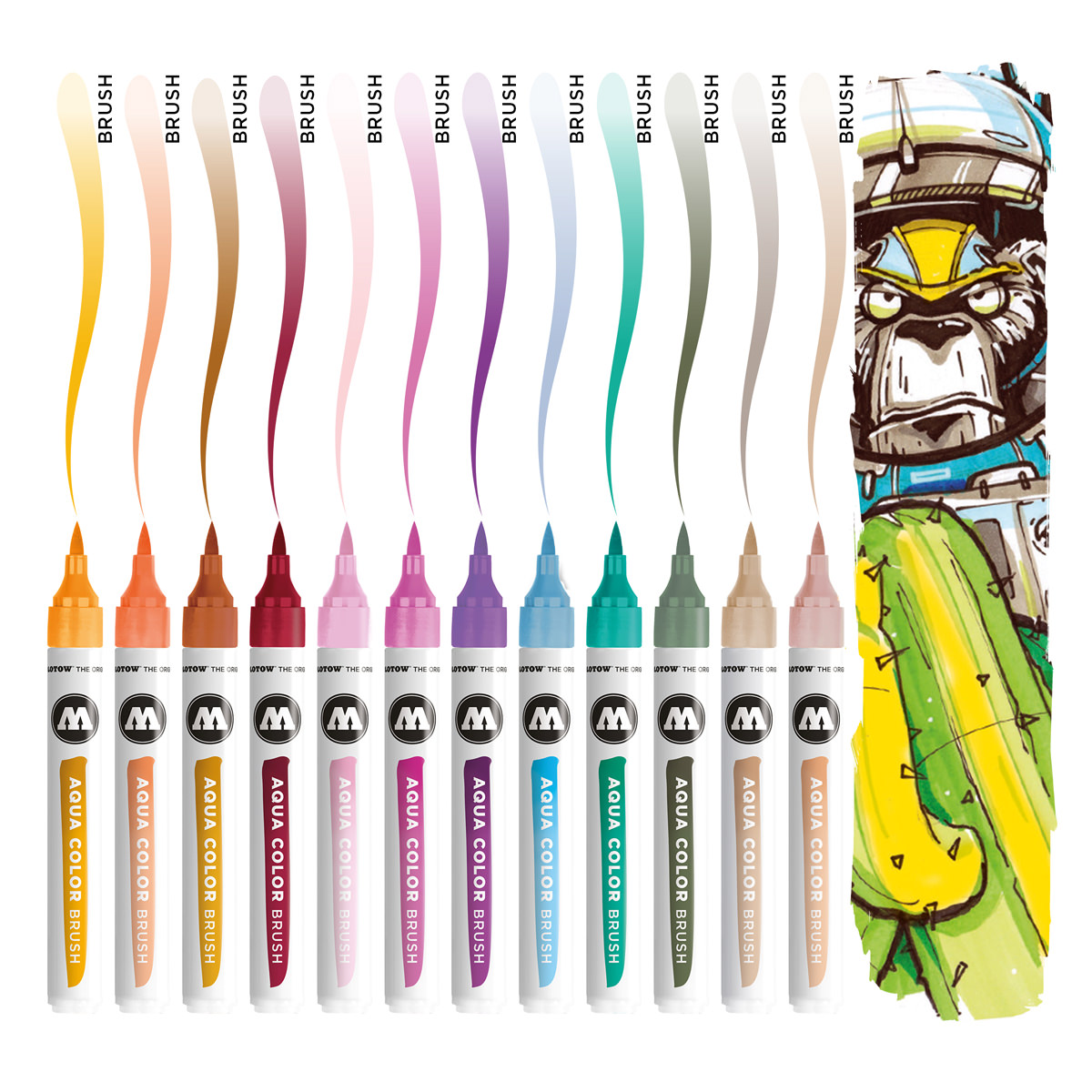 Molotow Marker AQUA COLOR BRUSH 12er Etui, Basic Set 2, sortiert 