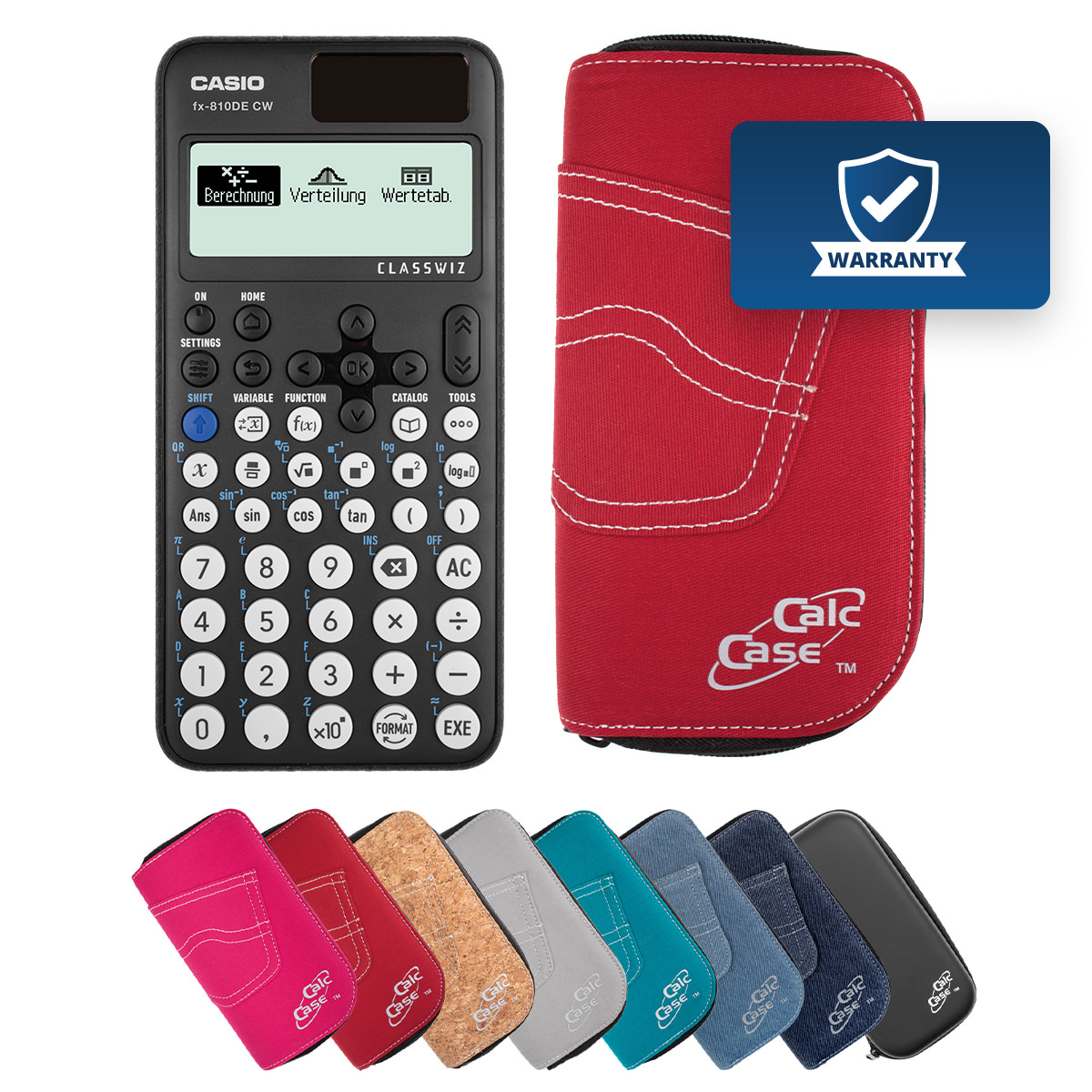 Casio FX-810 DE CW Schulrechner mit Schutztasche rot 