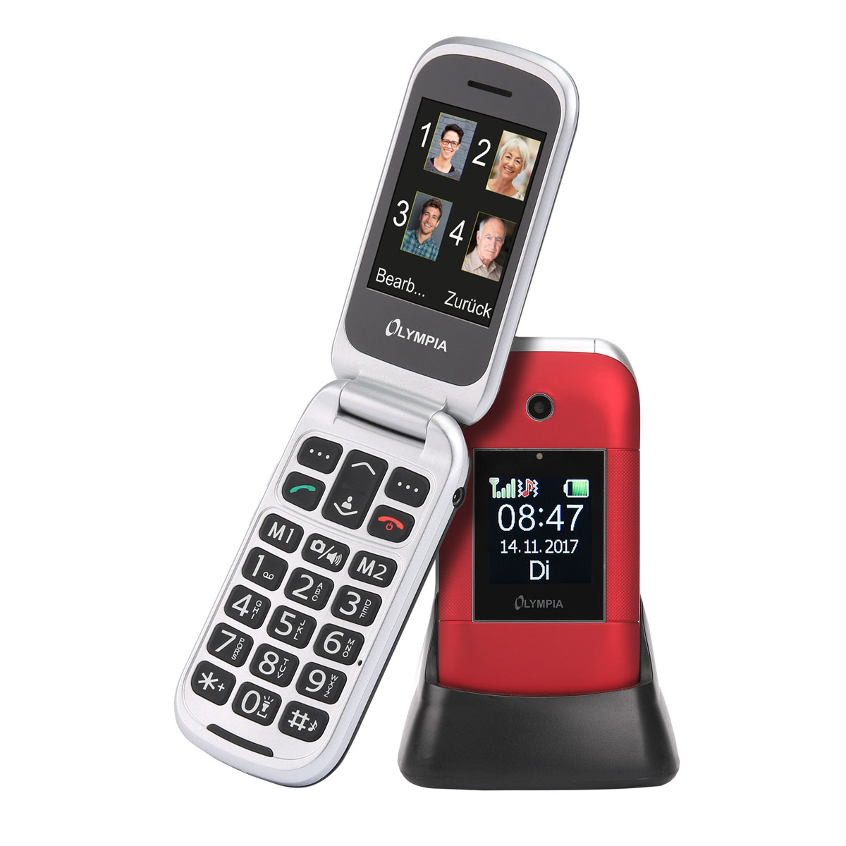 Olympia Janus Mobiltelefon rot mit SOS-Taste 