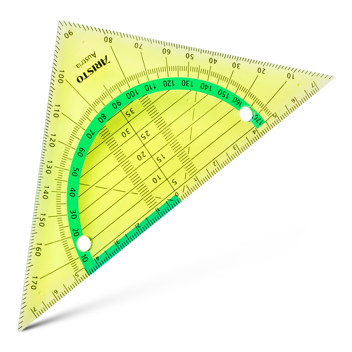 Aristo Flex Geometrie Dreieck 16 cm biegsam, Hypotenuse 16 cm, neongrün 