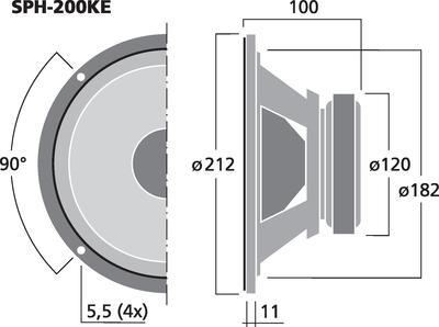 MONACOR SPH-200KE Top-Hi-Fi-Tiefmitteltöner, 100 W, 8 O