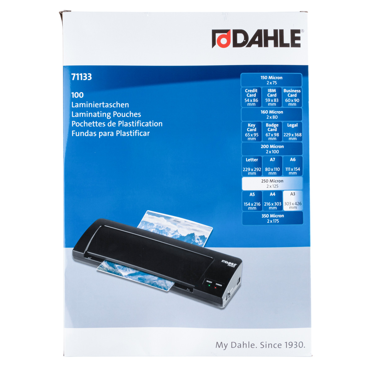 Dahle Laminiertaschen DIN A3 303 x 426 mm, 2x 125 micron, 100 Stück 