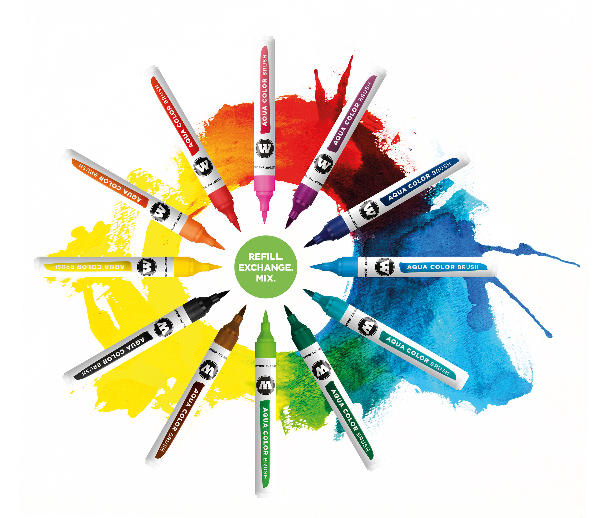 Molotow Marker AQUA COLOR BRUSH 12er Etui, Basic Set 2, sortiert 