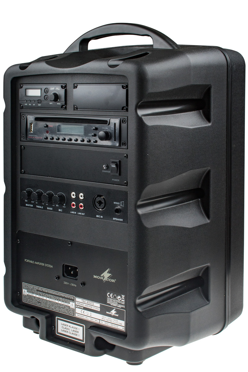 Monacor TXA-800CD Portables Verstärkersystem CD/MP3/SD-Card-Reader/USB/11,9 Kg