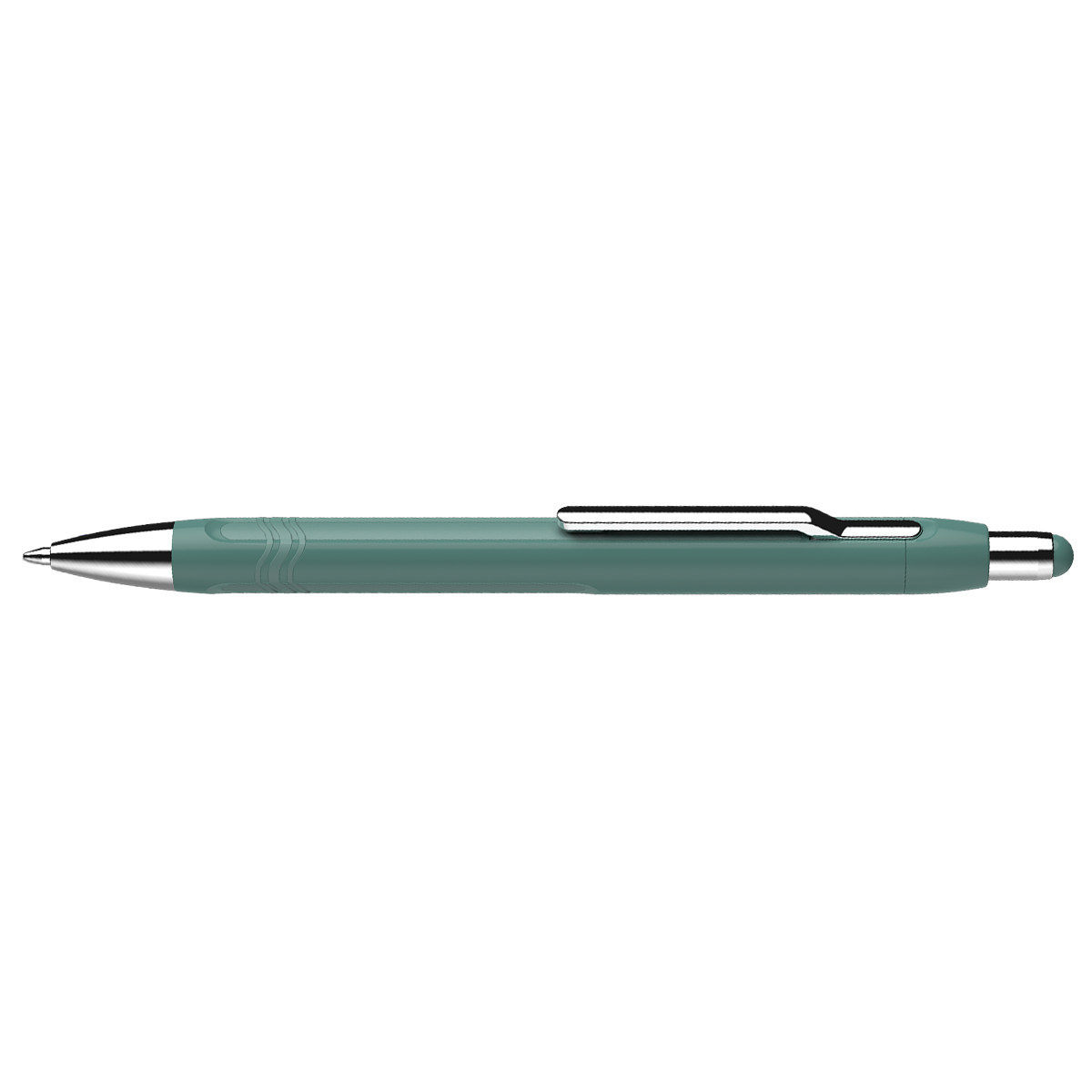 Kugelschreiber aqua, Mine blau - Stift & Strich - nachfüllbar, dokumentenecht, Metallclip & Druckknopf mit Farbakzent