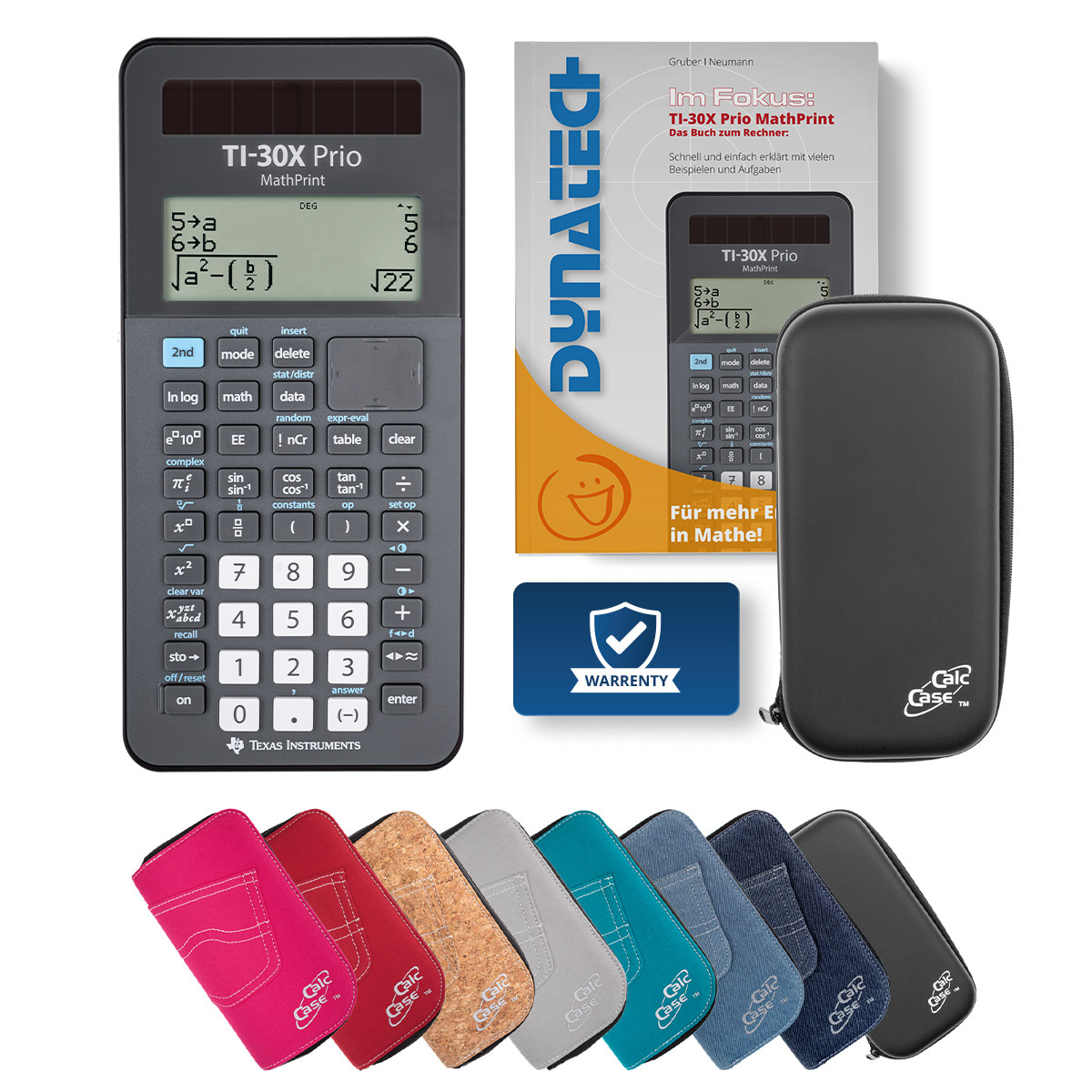 TI-30X Prio MP Schulrechner mit Schutztasche schwarz und Fachbuch 