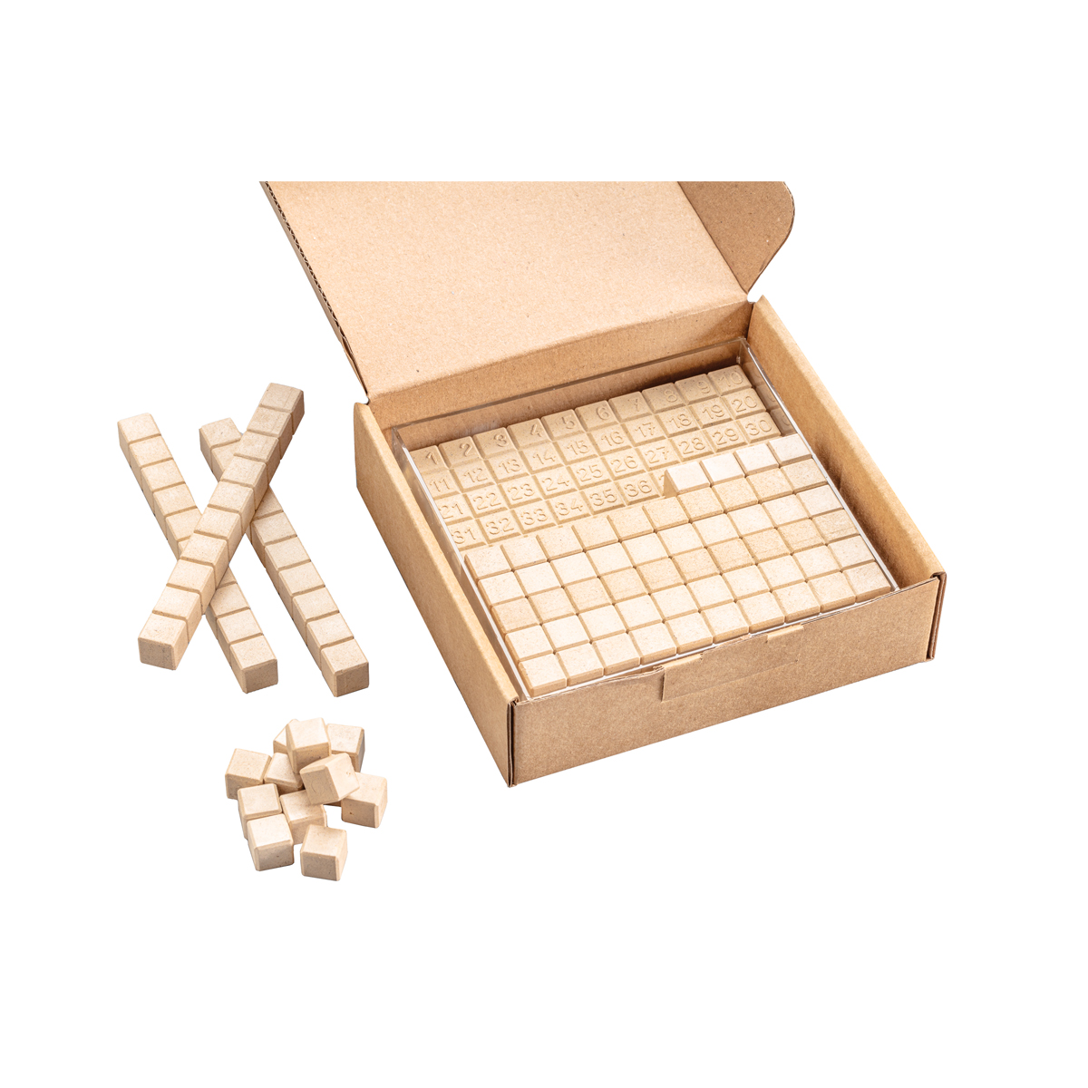 Wissner Satz Hunderterkasten naturfarben 10 x 10 cm, 29-teilig 