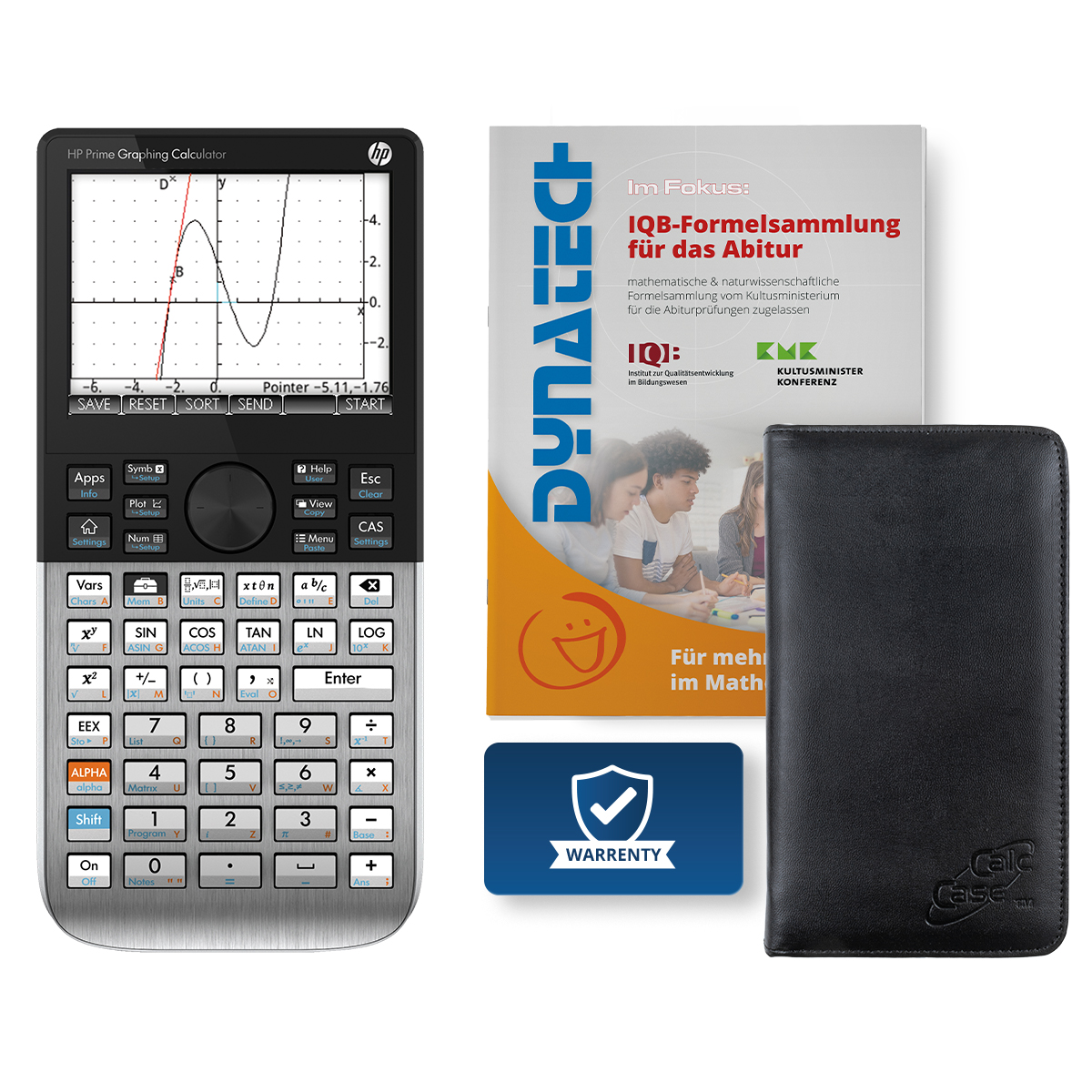 HP-Prime CAS Grafikrechner, Tasche & IQB-Formelsammlung für Abitur ab 2030 