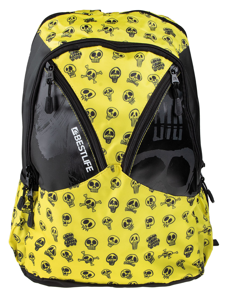 BestLife Schulrucksack für Laptop und Tablet bis 15,6 Zoll Smartphonefach gelb-schwarz