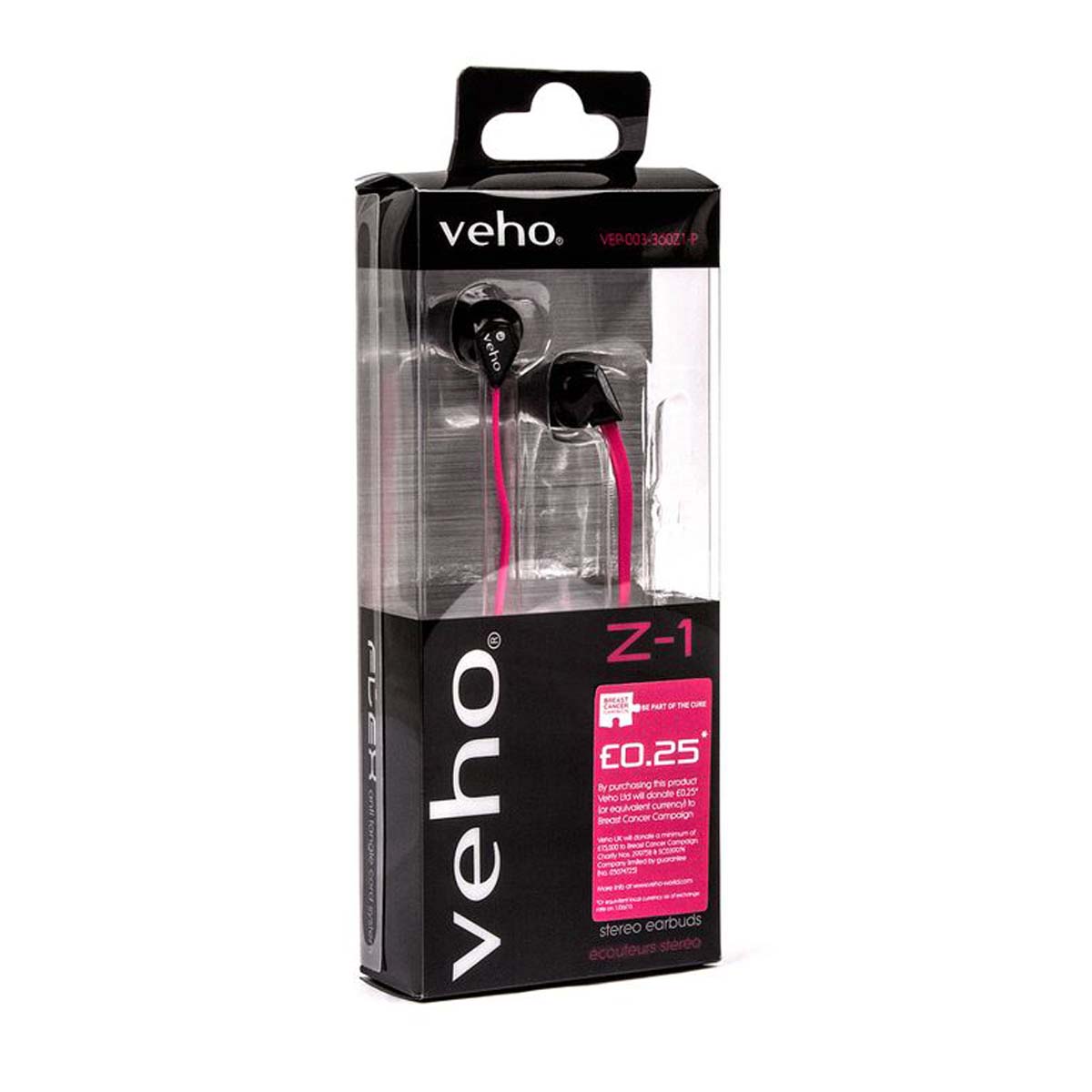 Veho VEP-003-360Z1 In-Ear Kopfhörer, kabelgebunden, pink 