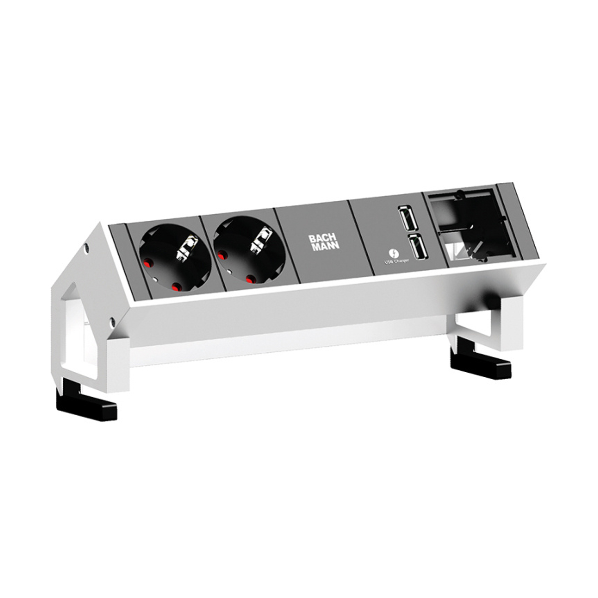 Bachmann 902.228 Steckdosenleiste weiß, 2x CEE7/3, 1x USB-Anschluss, 1x Custom 