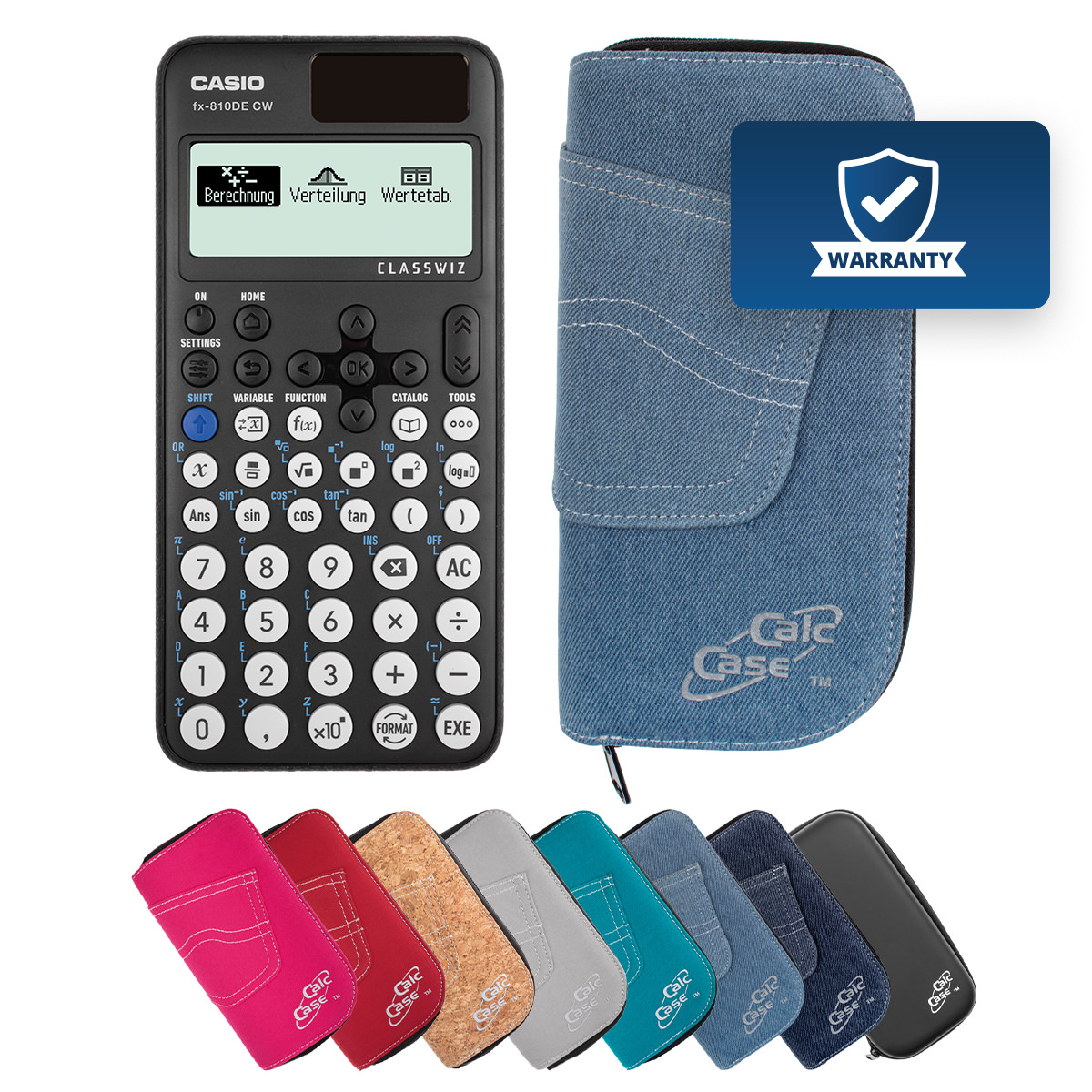 Casio FX-810 DE CW Schulrechner mit Schutztasche hellblau 