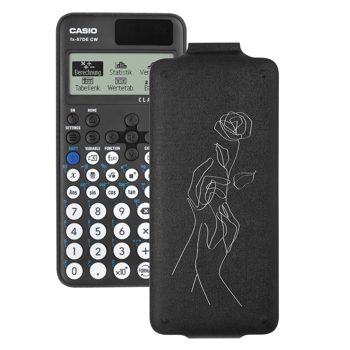 Casio FX-87 DE CW ClassWiz Schulrechner mit Rosen-Bedruckung (Motiv 03)