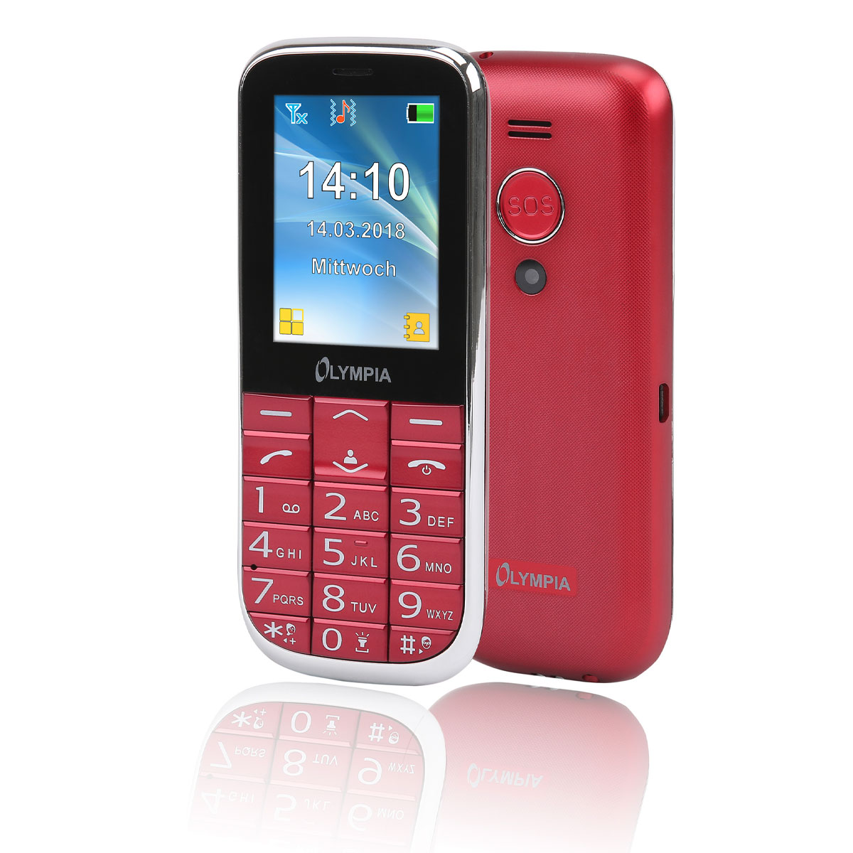 Olympia Joy II Mobiltelefon rot I GSM I UKW-Radio I Kamera I 3,5mm Klinke I SOS-Taste 