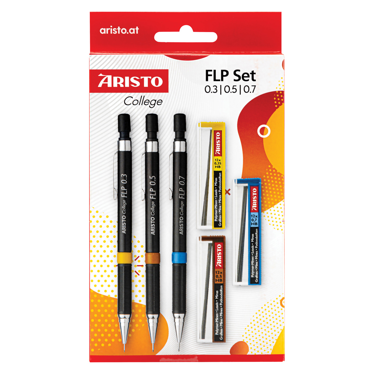 Aristo College Feinminenstift FLP Set aus Stift und Minen mit Strichbreite 0,3/0,5/0,7 mm HB 