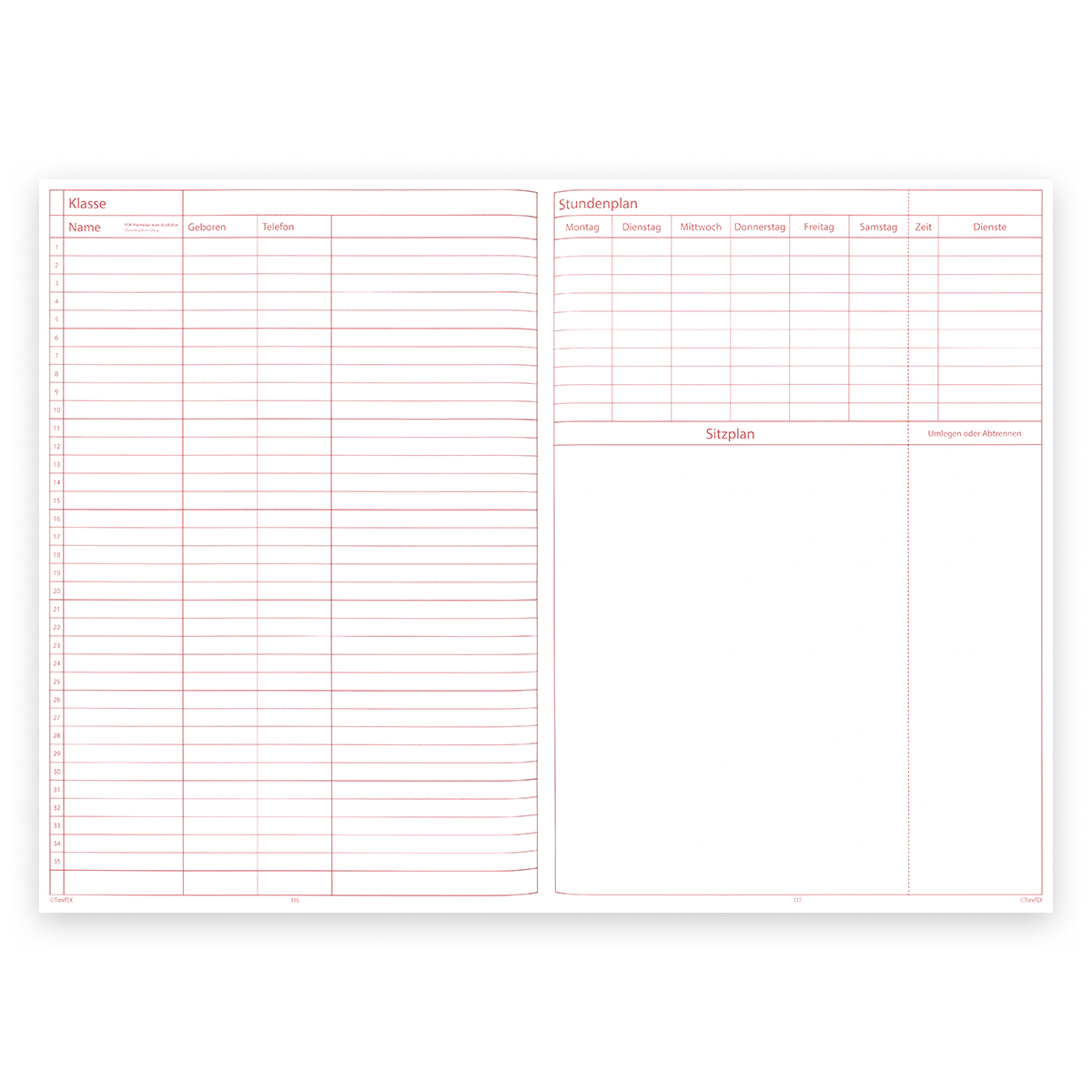DynaTech × TimeTEX System-Schulplaner A4-Plus 2026/2027 mit 4 Lesebänder, Hardcover und Einstecktasche