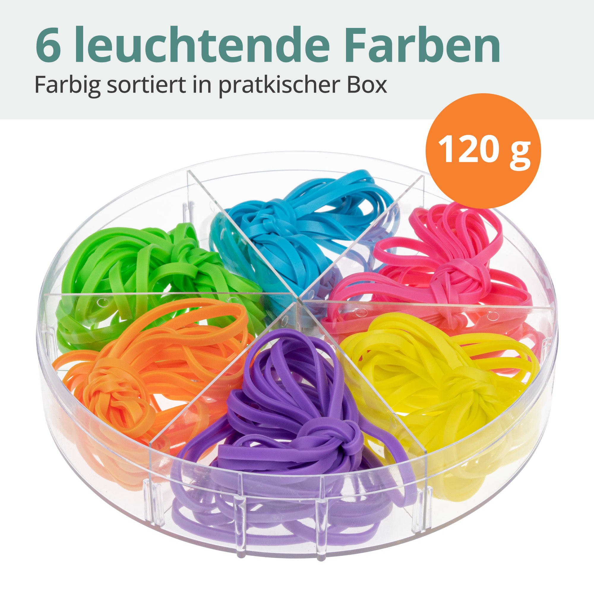 Gummibänder 120 Stück in 6 Farben 