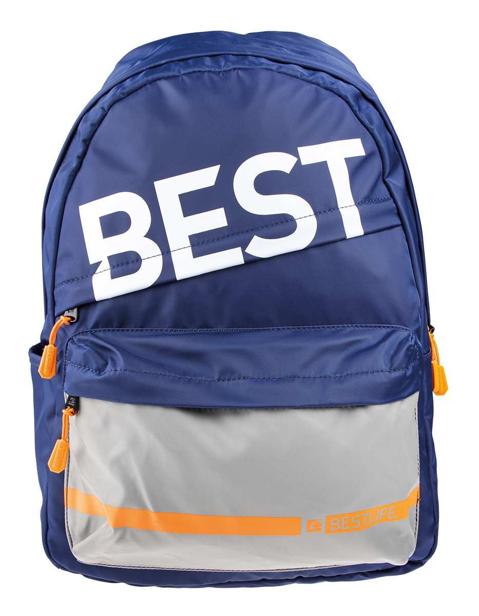BestLife BSB-3290BU Schulrucksack blau/grau/orange für Laptop & Tablet bis 15.6'' (39,6cm) inkl. Smartphonefach