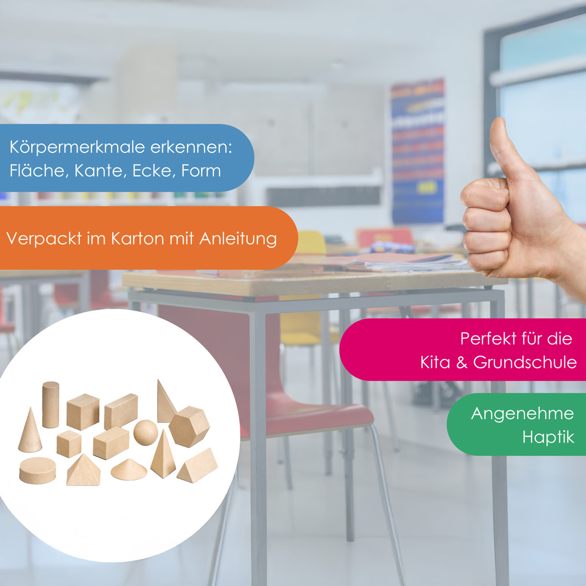 Wissner RE-Wood® Geometriekörpersatz 14 Stück 