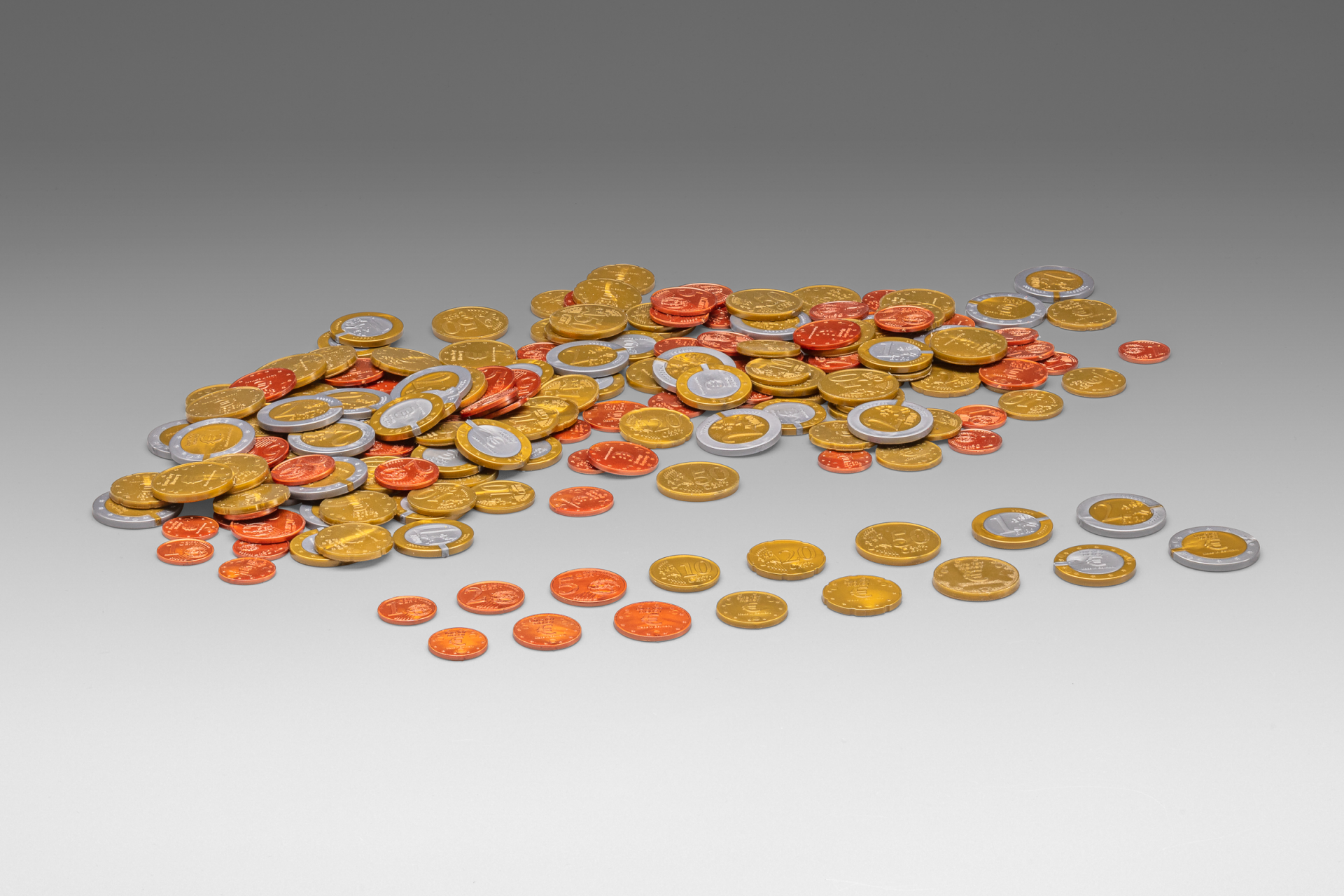 Wissner Spielgeld mittlerer Satz Euro Münzen in Originalgröße, 80 Münzen 