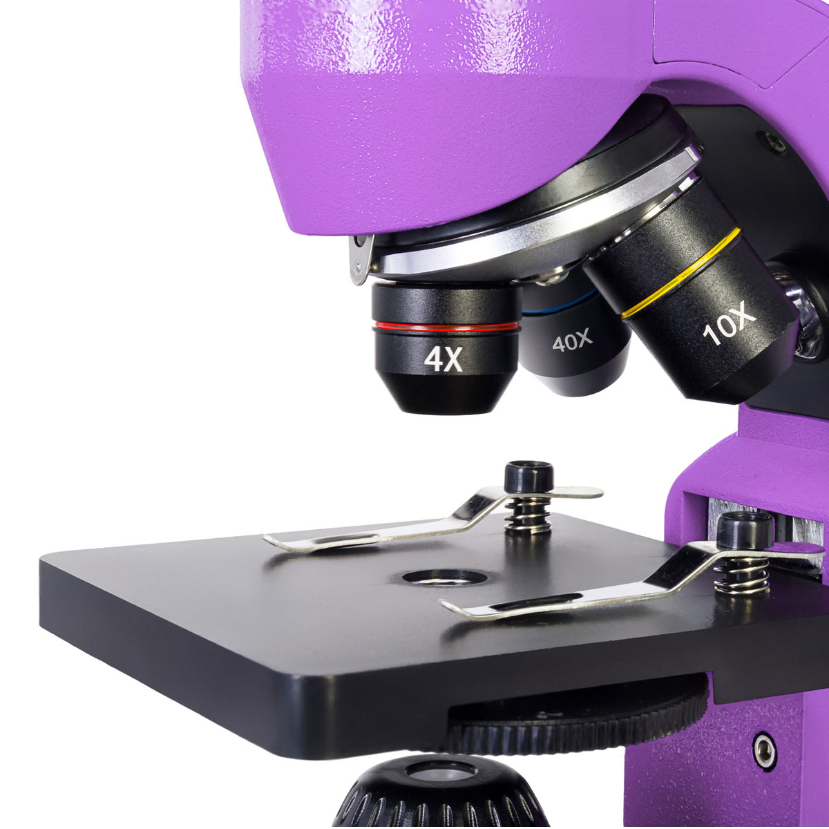 Levenhuk Rainbow 50L PLUS Mikroskop Amethyst, 64 - 1280 fach, 2 LED Beleuchtungssysteme, Experimentierset inkl., Netz- bzw. Batteriebetrieb