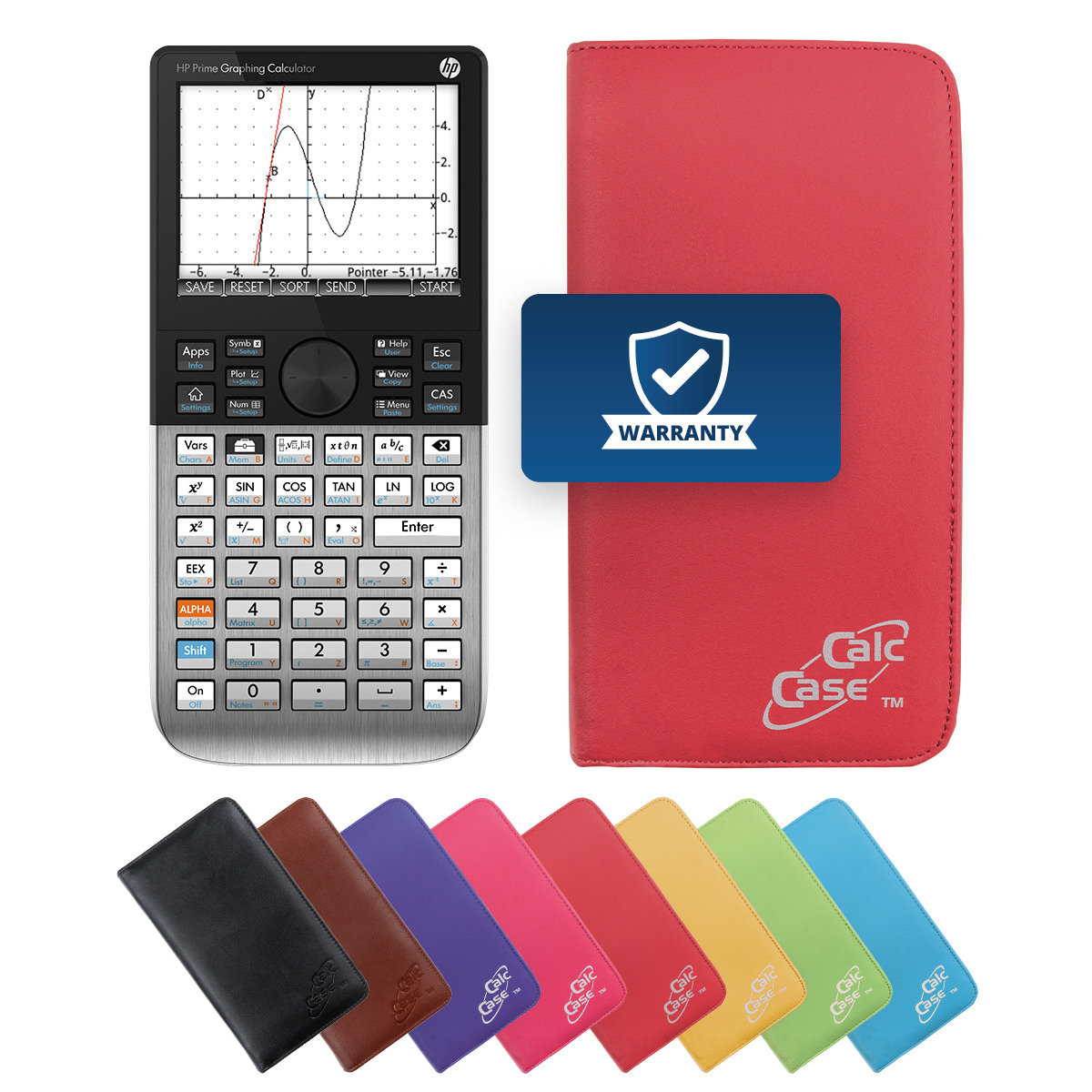 HP-Prime CAS Grafikrechner mit Schutztasche rot 