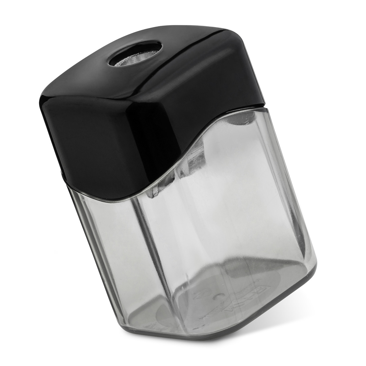 Aristo Dosenspitzer einfach, Auffangdose transparent mit Deckel in schwarz 