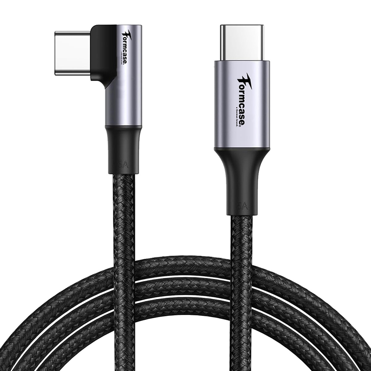 Formcase USB-C auf USB-C Kabel abgewinkelt, 1m weiß, 100W 20V/5A PD