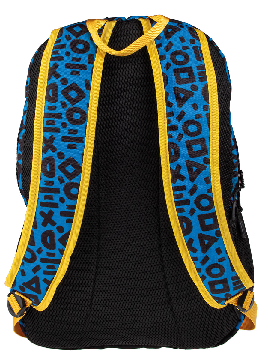 BestLife Schulrucksack für Laptop und Tablet bis 15,6 Zoll, Smartphonefach gelb/blau/schwarz