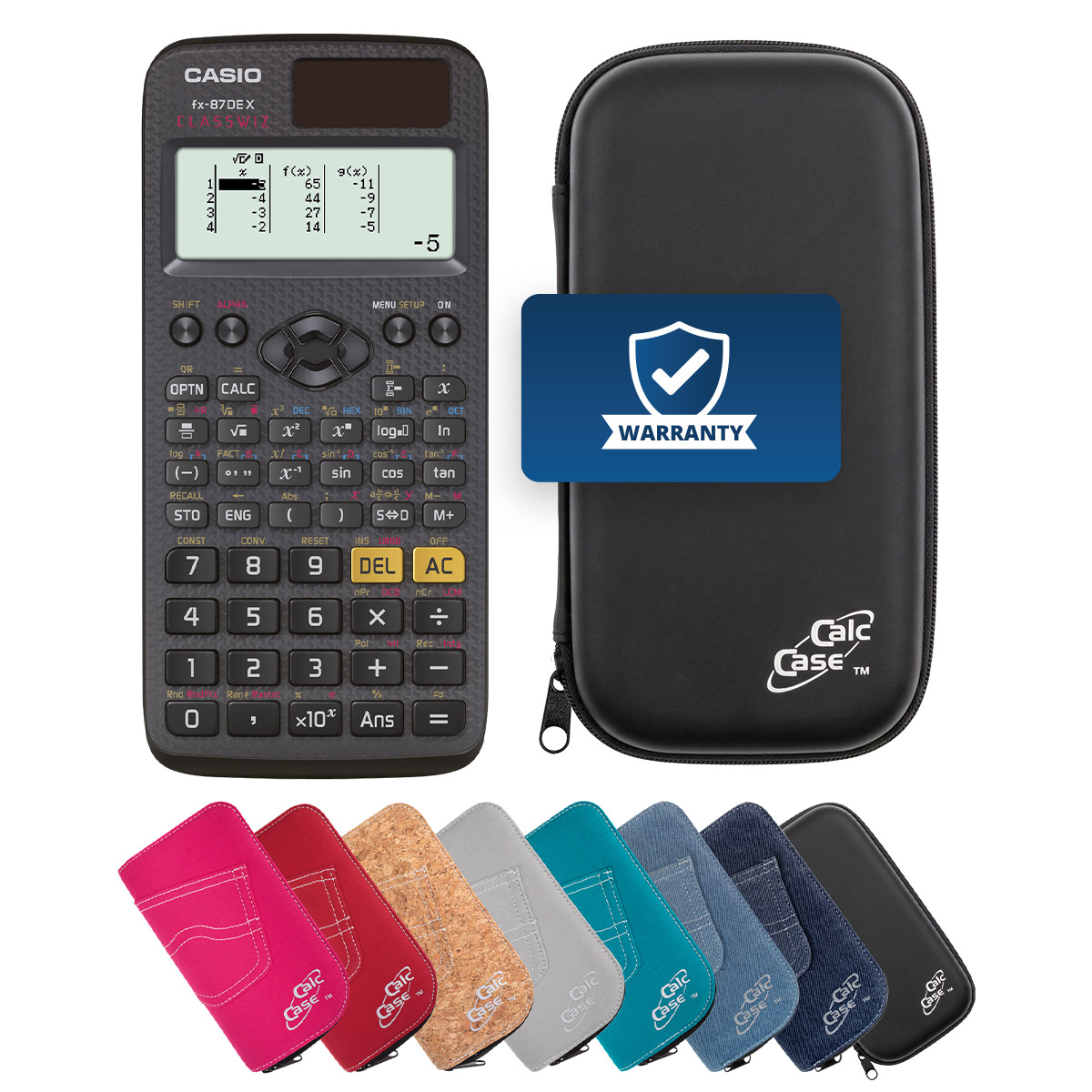 Casio FX-87 DE X Schulrechner Basic Bundle mit Schutztasche 