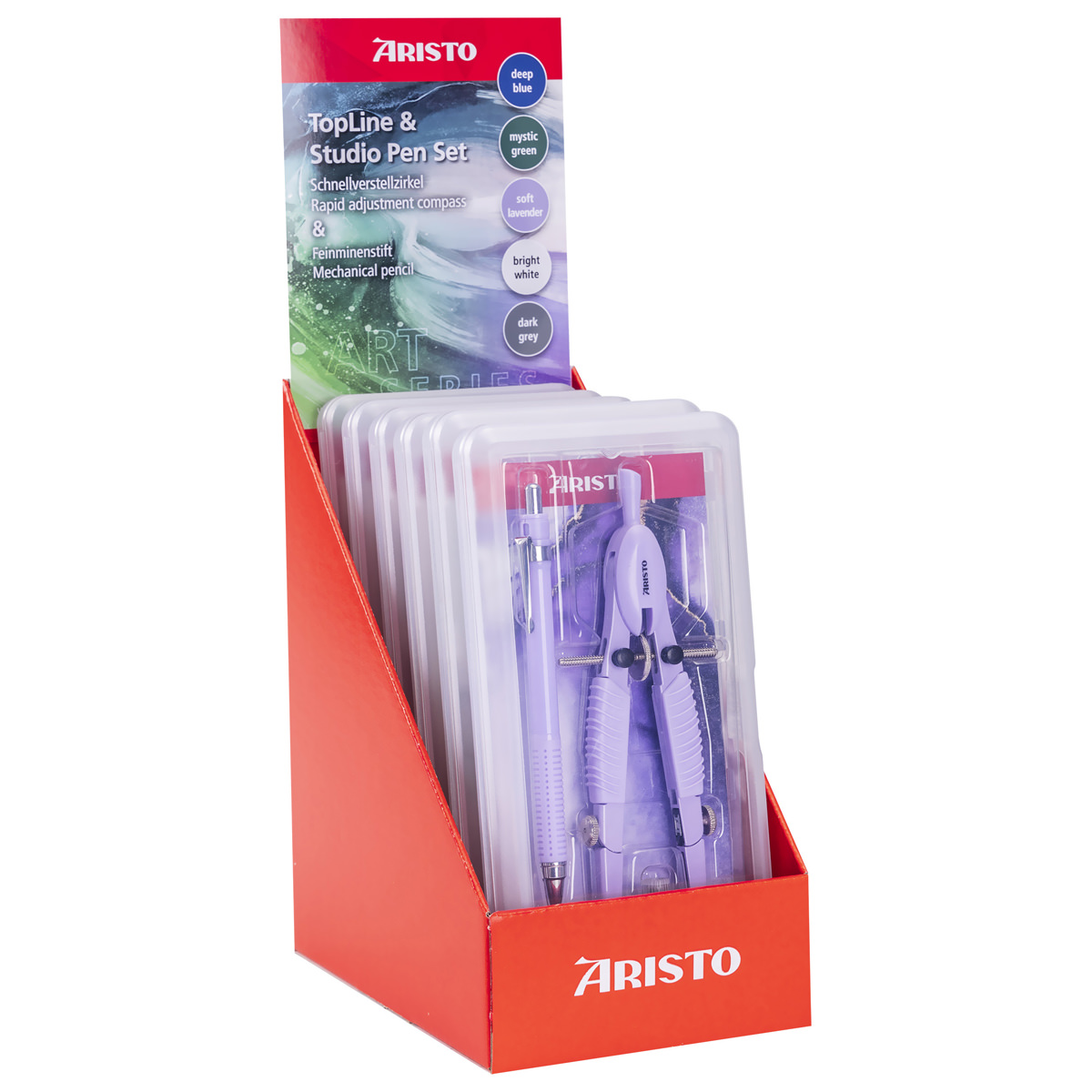 Aristo TopLine Set Zirkel und FMS 0,5 6er Display, ART Series sortiert 