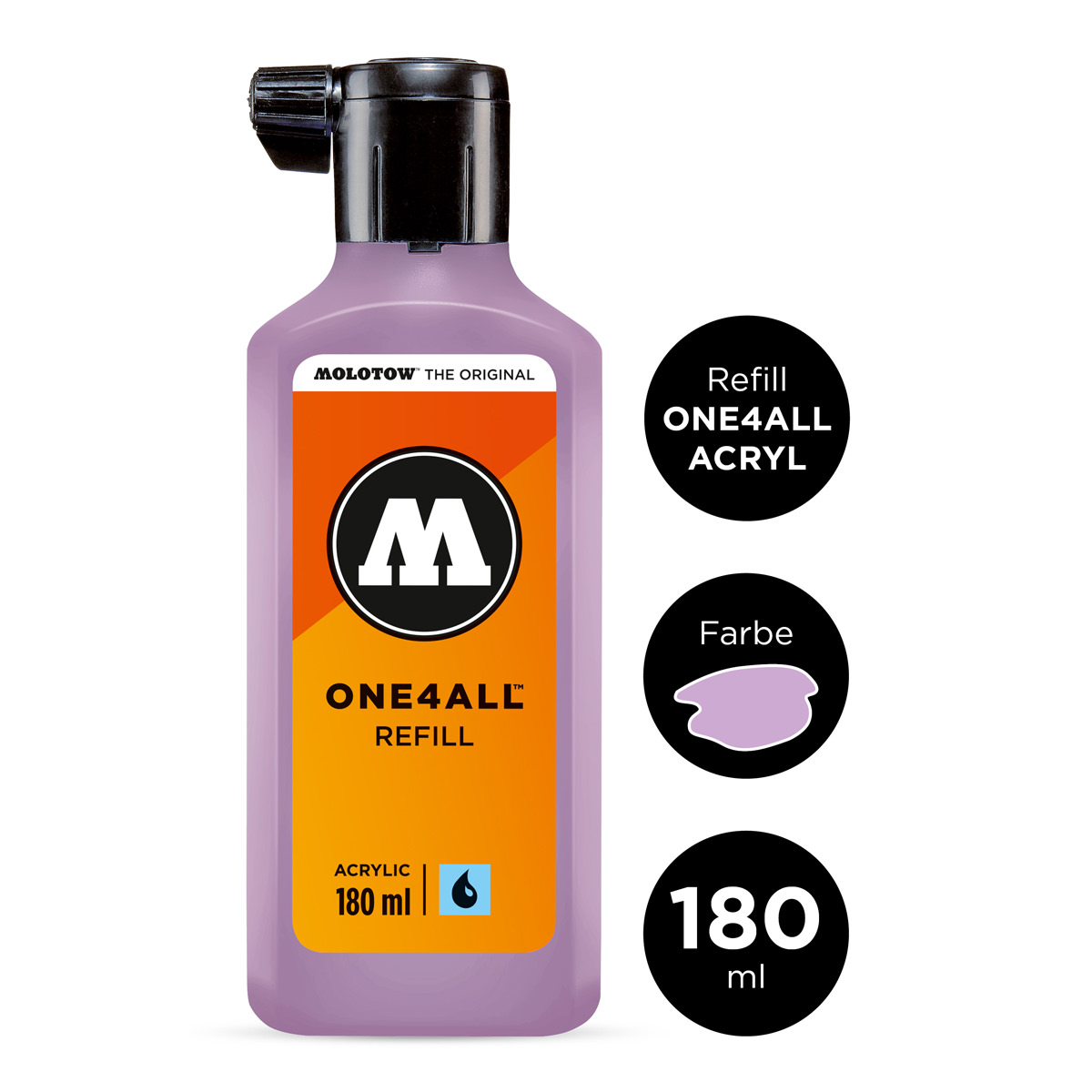 Molotow Nachfüllflasche ONE4ALL ACRYLIC 180 ml, Nr. 201, flieder pastell 