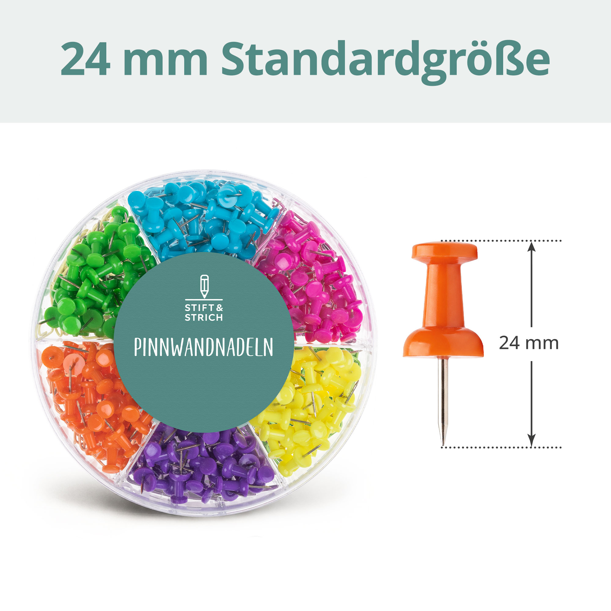 Pinnwandnadeln 240 Stück in 6 Farben 