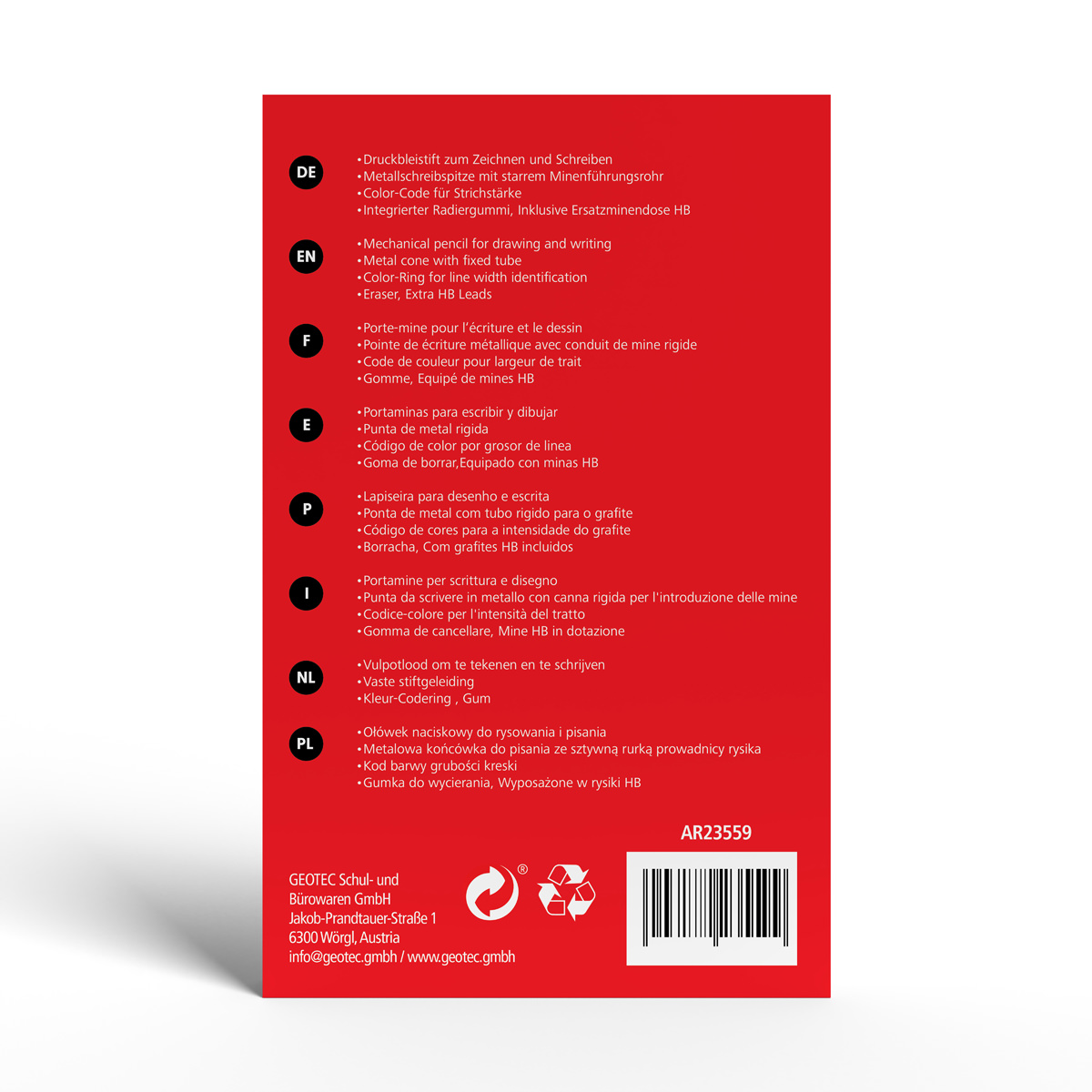 Aristo College Feinminenstift FLP Set aus Stift und Minen mit Strichbreite 0,3/0,5/0,7 mm HB 