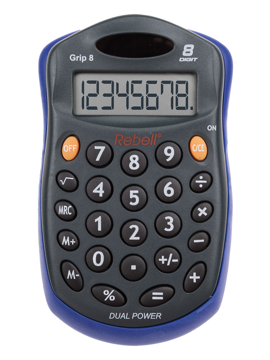 Rebell Grip 8 und Grip 12 im Set, 8-stelliger Taschenrechner & 12-stelliger Tischrechner 