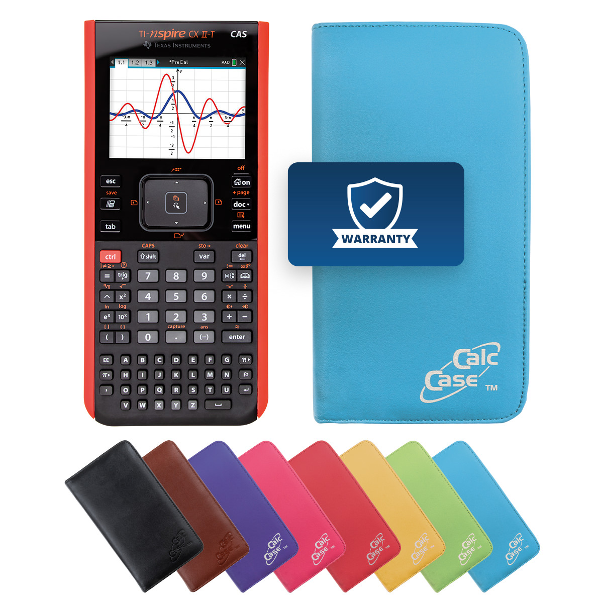 TI-Nspire CX II-T CAS Grafikrechner mit Schutztasche hellblau 