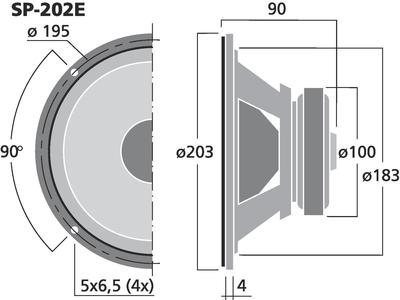MONACOR SP-202E Hi-Fi-Tiefmitteltöner, 50 W, 4 O