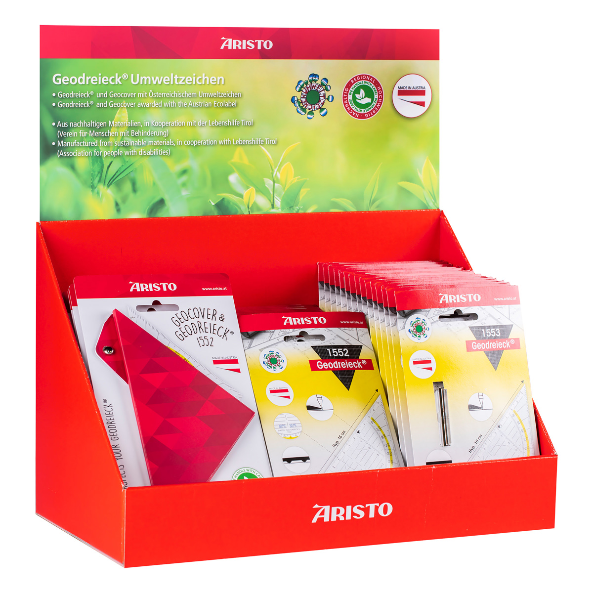 Aristo Geodreieck Umweltzeichen 45er Display, sortiert 