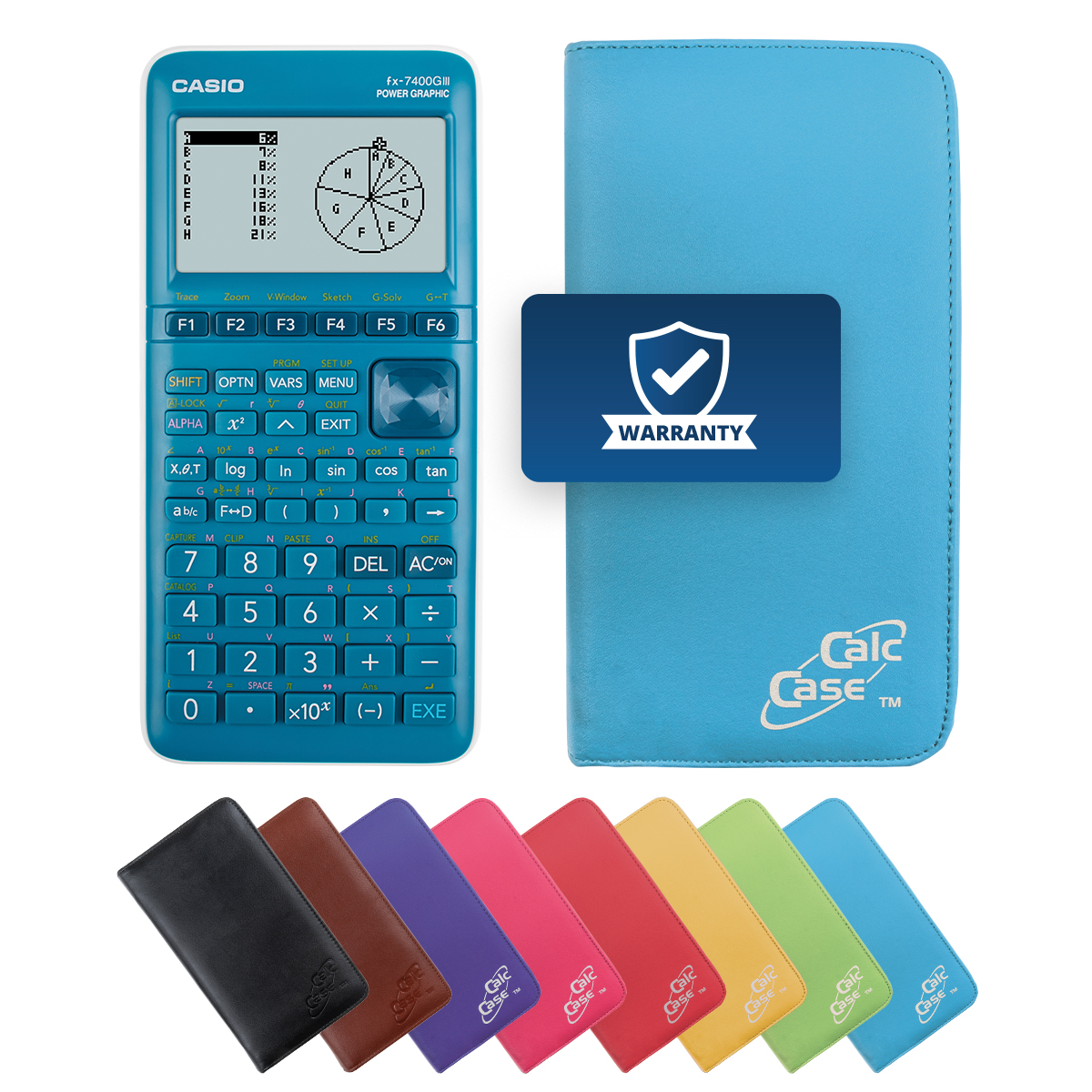 Casio FX-7400 G III Grafikrechner und Schutztasche hellblau 