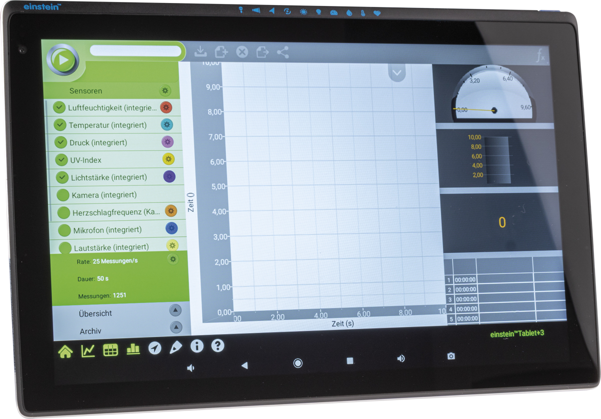 Einstein™ Tablet+3 PRO 10.1" (25,65cm) All-in-One Android Tablet und Datenlogger mit 13 internen Sensoren