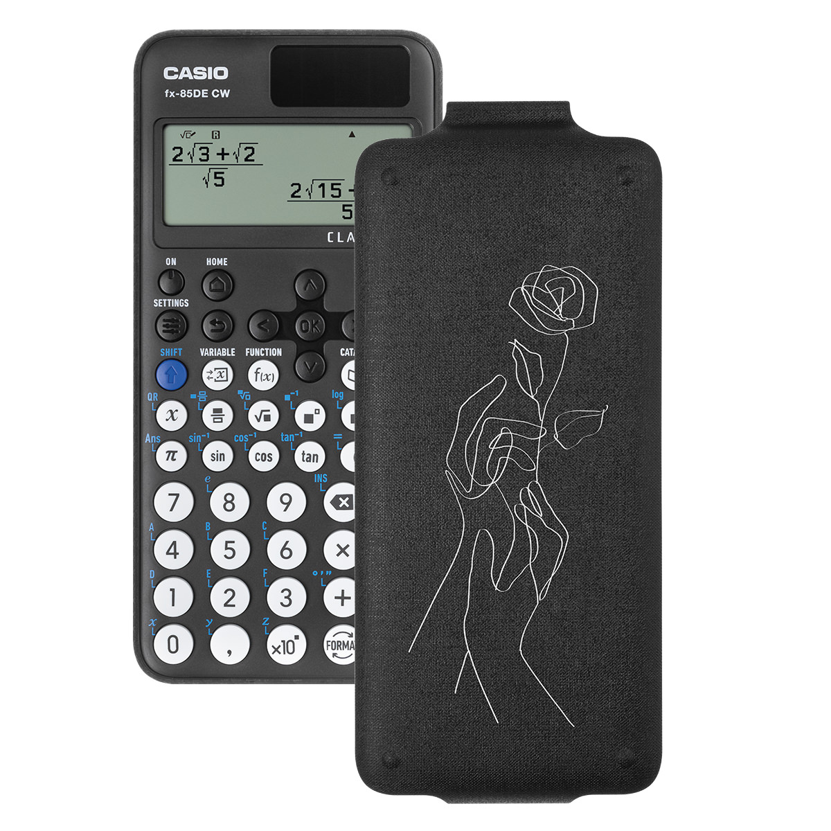 Casio FX-85 DE CW ClassWiz Schulrechner mit Rosen-Bedruckung (Motiv 03)