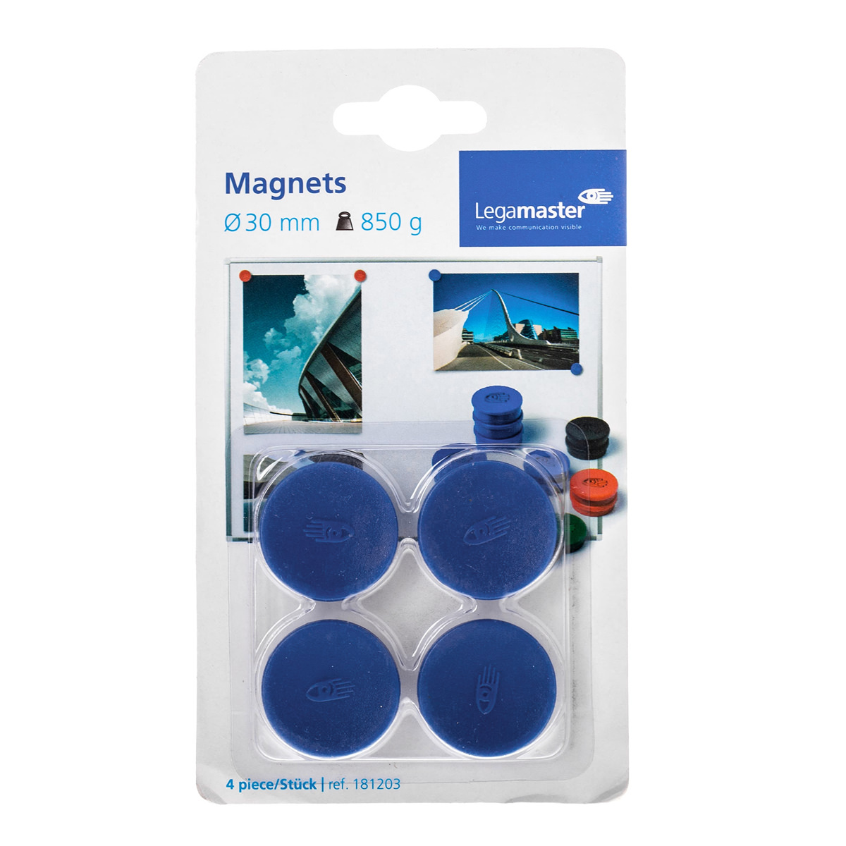 Legamaster 7-181203-4 Haftmagnete 30 mm blau, 4er Blister 